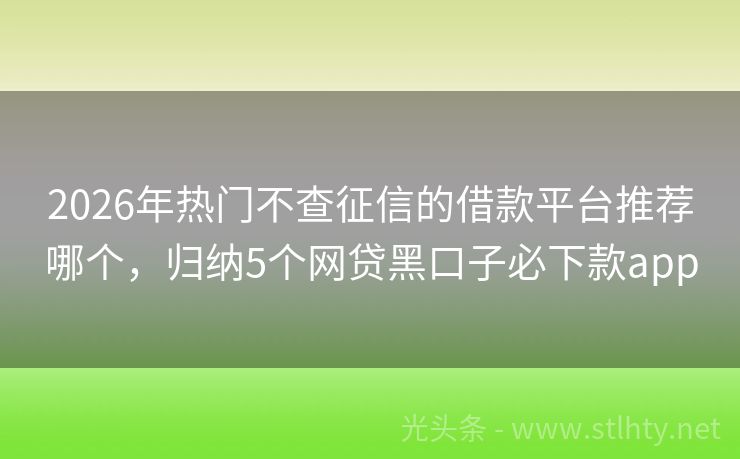 2026年热门不查征信的借款平台推荐哪个,归纳5个网贷黑口子必下款app