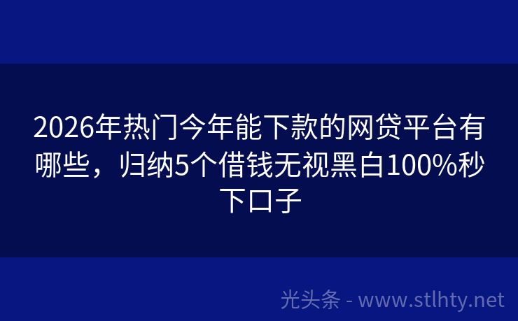 2026年热门今年能下款的网贷平台有哪些,归纳5个借钱无视黑白100%秒下口子