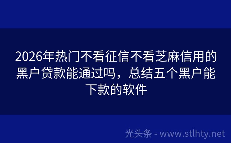 2026年热门不看征信不看芝麻信用的黑户贷款能通过吗,总结五个黑户能下款的软件