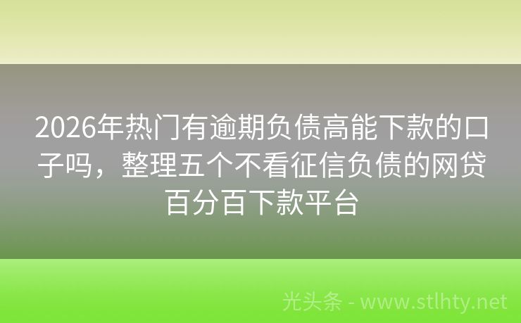 2026年热门有逾期负债高能下款的口子吗,整理五个不看征信负债的网贷百分百下款平台
