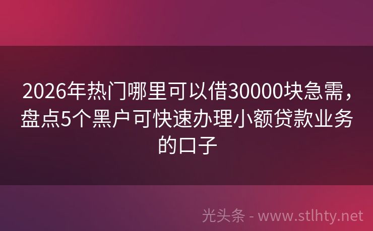 2026年热门哪里可以借30000块急需,盘点5个黑户可快速办理小额贷款业务的口子