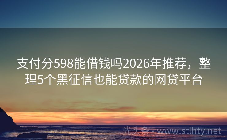 支付分598能借钱吗2026年推荐,整理5个黑征信也能贷款的网贷平台