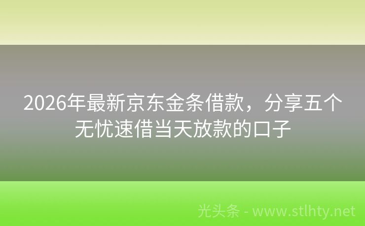 2026年最新京东金条借款,分享五个无忧速借当天放款的口子