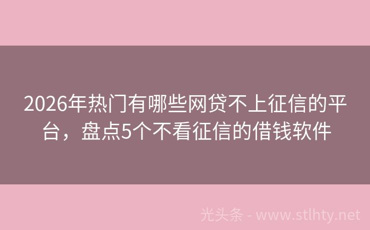 2026年热门有哪些网贷不上征信的平台,盘点5个不看征信的借钱软件