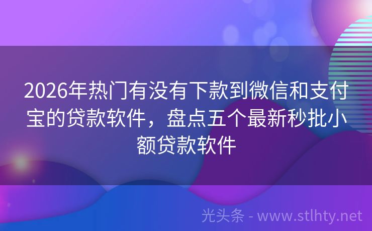 2026年热门有没有下款到微信和支付宝的贷款软件,盘点五个最新秒批小额贷款软件