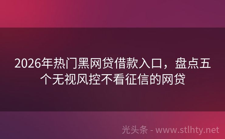 2026年热门黑网贷借款入口,盘点五个无视风控不看征信的网贷
