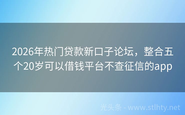 2026年热门贷款新口子论坛,整合五个20岁可以借钱平台不查征信的app
