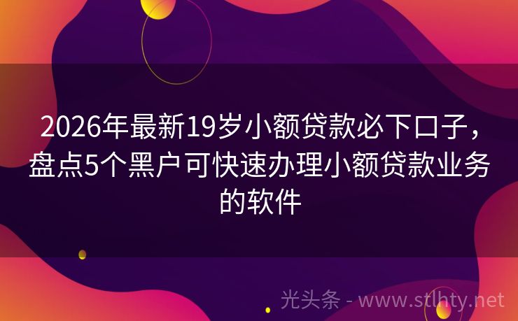 2026年最新19岁小额贷款必下口子,盘点5个黑户可快速办理小额贷款业务的软件