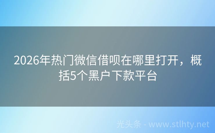 2026年热门微信借呗在哪里打开,概括5个黑户下款平台