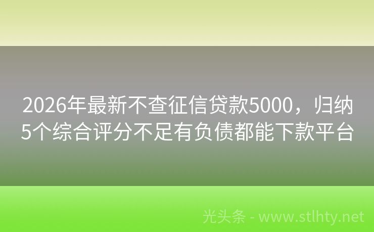 2026年最新不查征信贷款5000,归纳5个综合评分不足有负债都能下款平台