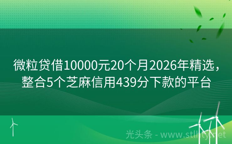 微粒贷借10000元20个月2026年精选,整合5个芝麻信用439分下款的平台