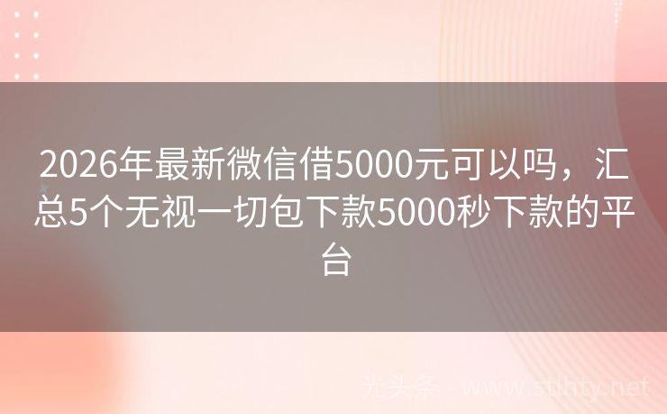 2026年最新微信借5000元可以吗,汇总5个无视一切包下款5000秒下款的平台