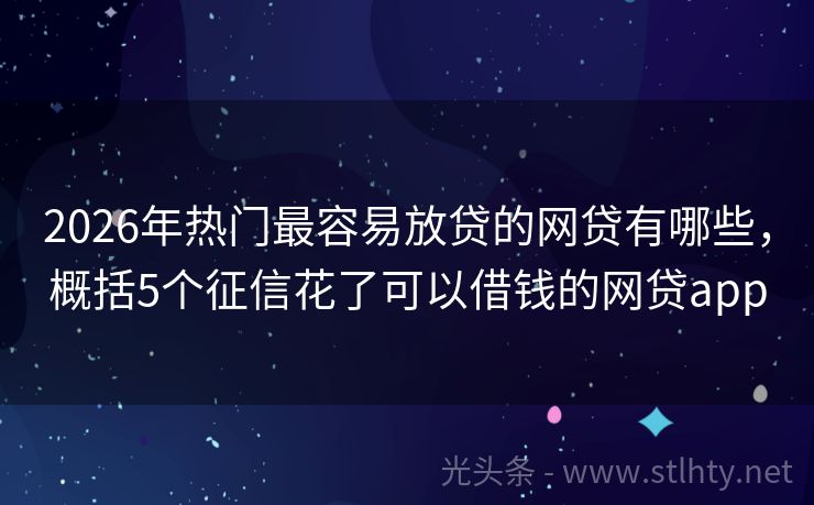 2026年热门最容易放贷的网贷有哪些,概括5个征信花了可以借钱的网贷app