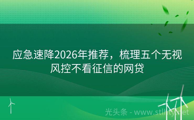 应急速降2026年推荐，梳理五个无视风控不看征信的网贷