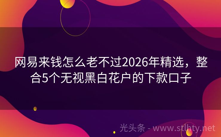 网易来钱怎么老不过2026年精选,整合5个无视黑白花户的下款口子