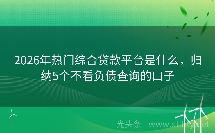 2026年热门综合贷款平台是什么,归纳5个不看负债查询的口子