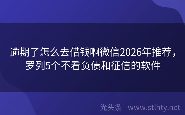 逾期了怎么去借钱啊微信2026年推荐,罗列5个不看负债和征信的软件