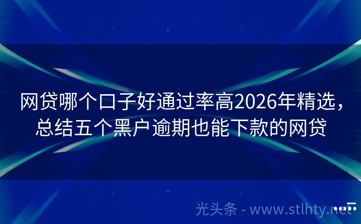 网贷哪个口子好通过率高2026年精选,总结五个黑户逾期也能下款的网贷