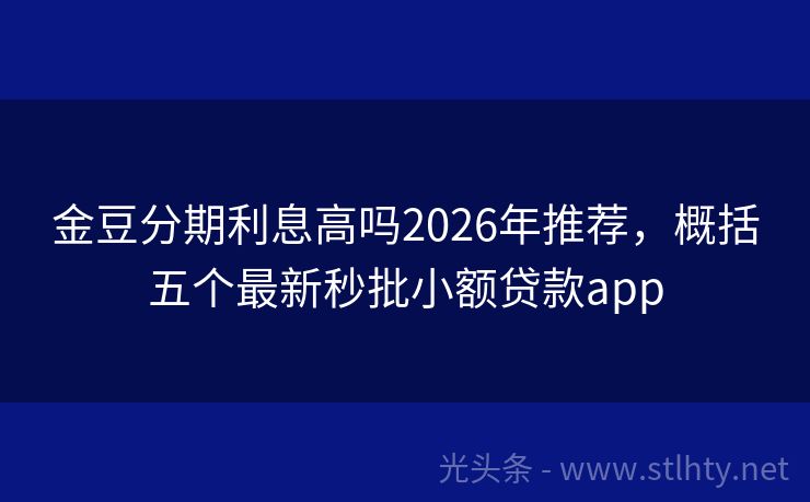 金豆分期利息高吗2026年推荐,概括五个最新秒批小额贷款app