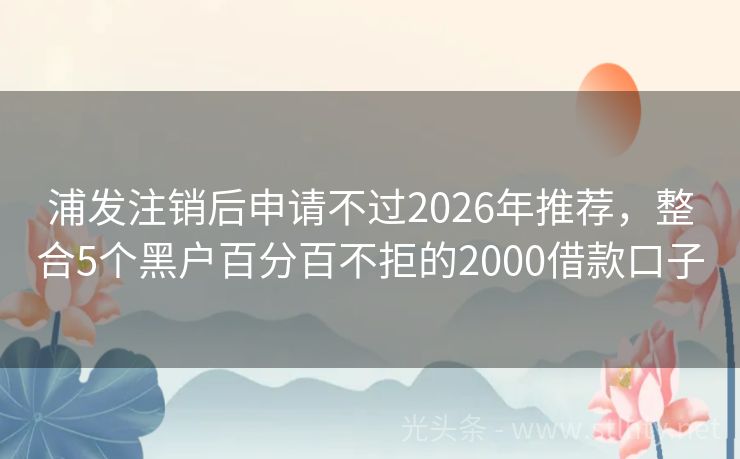 浦发注销后申请不过2026年推荐,整合5个黑户百分百不拒的2000借款口子