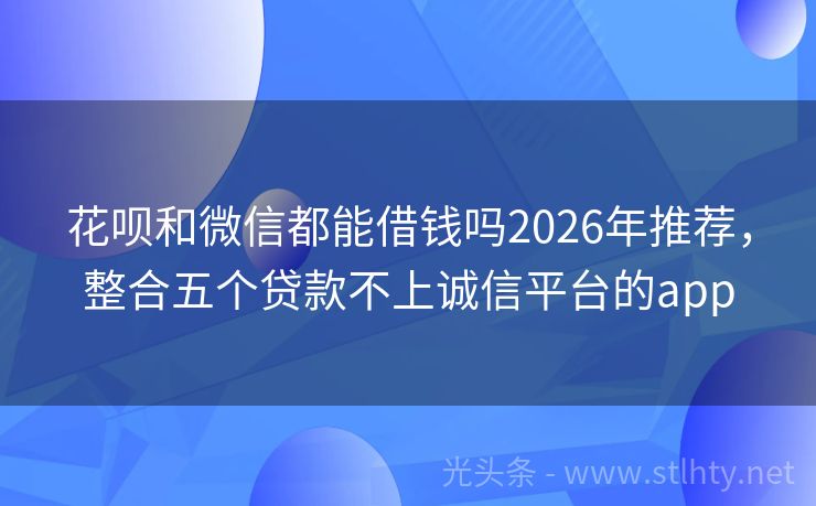 花呗和微信都能借钱吗2026年推荐,整合五个贷款不上诚信平台的app