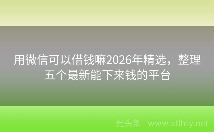 用微信可以借钱嘛2026年精选,整理五个最新能下来钱的平台