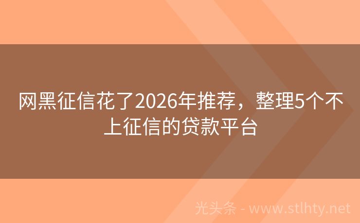 网黑征信花了2026年推荐,整理5个不上征信的贷款平台
