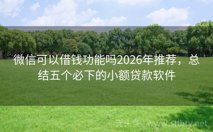 微信可以借钱功能吗2026年推荐，总结五个必下的小额贷款软件