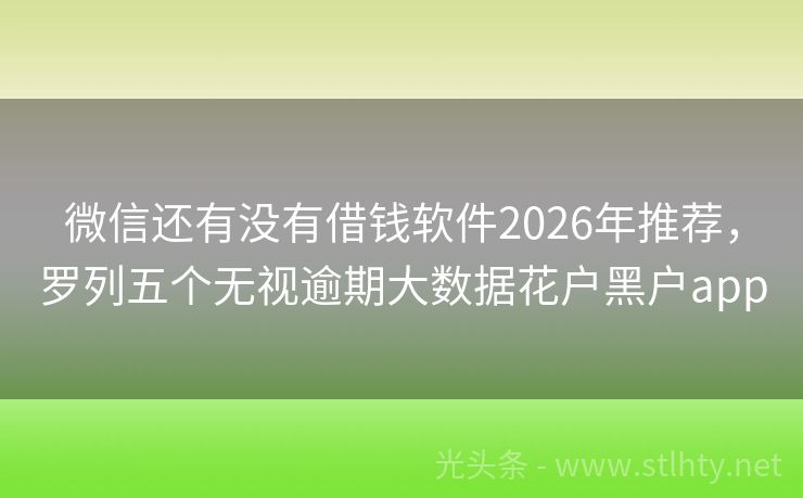 微信还有没有借钱软件2026年推荐,罗列五个无视逾期大数据花户黑户app