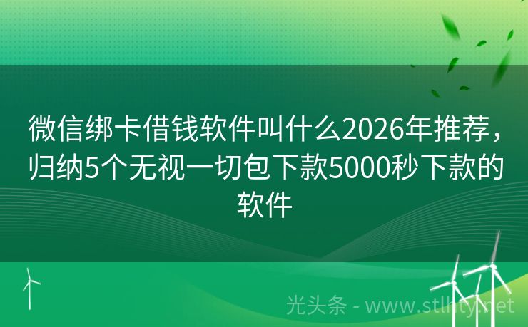 微信绑卡借钱软件叫什么2026年推荐,归纳5个无视一切包下款5000秒下款的软件