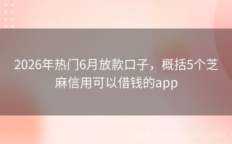 2026年热门6月放款口子,概括5个芝麻信用可以借钱的app