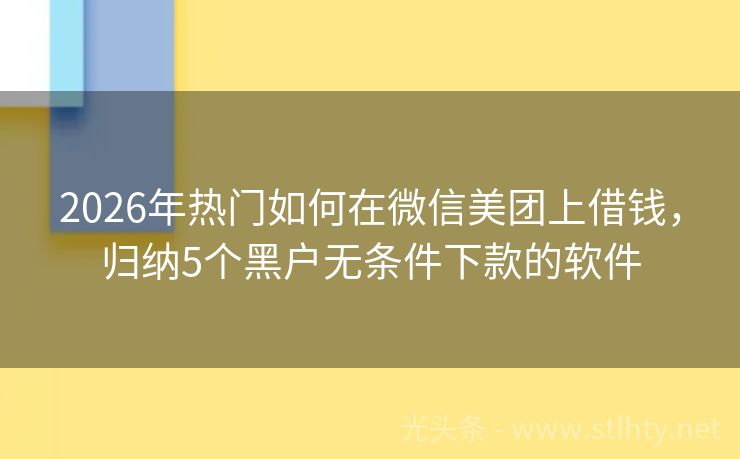 2026年热门如何在微信美团上借钱,归纳5个黑户无条件下款的软件
