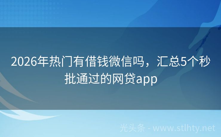 2026年热门有借钱微信吗,汇总5个秒批通过的网贷app