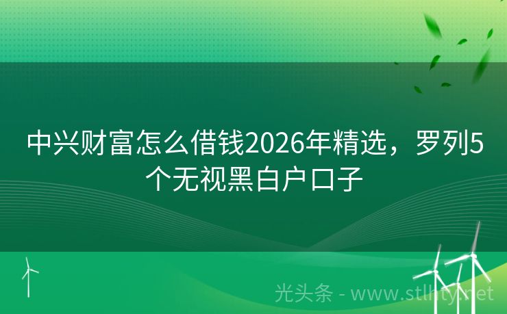 中兴财富怎么借钱2026年精选,罗列5个无视黑白户口子