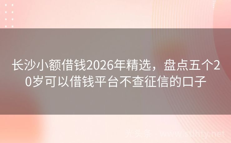 长沙小额借钱2026年精选,盘点五个20岁可以借钱平台不查征信的口子
