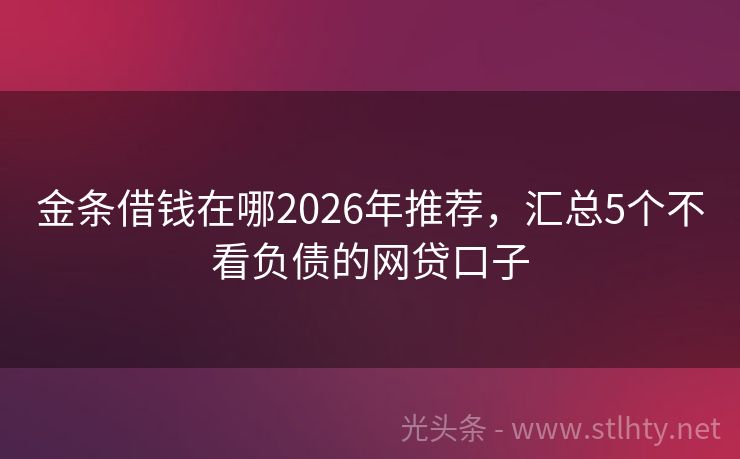 金条借钱在哪2026年推荐,汇总5个不看负债的网贷口子
