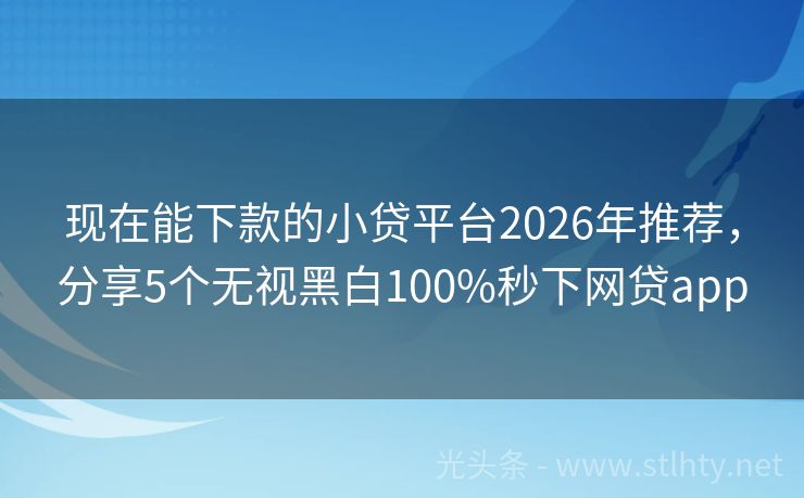 现在能下款的小贷平台2026年推荐,分享5个无视黑白100%秒下网贷app