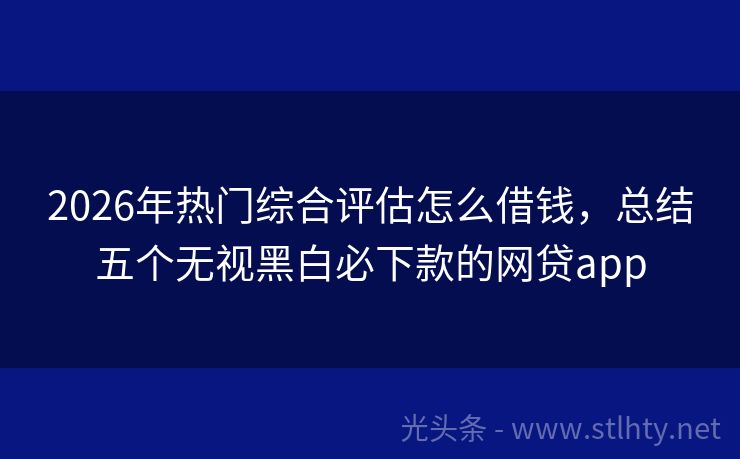 2026年热门综合评估怎么借钱,总结五个无视黑白必下款的网贷app