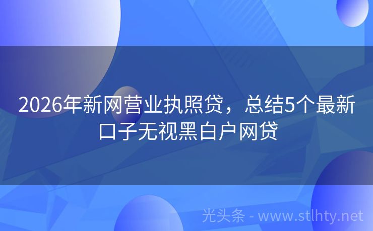 2026年新网营业执照贷,总结5个最新口子无视黑白户网贷