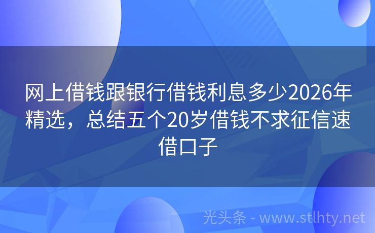 网上借钱跟银行借钱利息多少2026年精选,总结五个20岁借钱不求征信速借口子