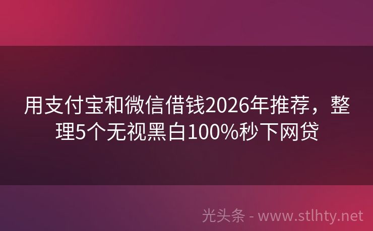 用支付宝和微信借钱2026年推荐,整理5个无视黑白100%秒下网贷
