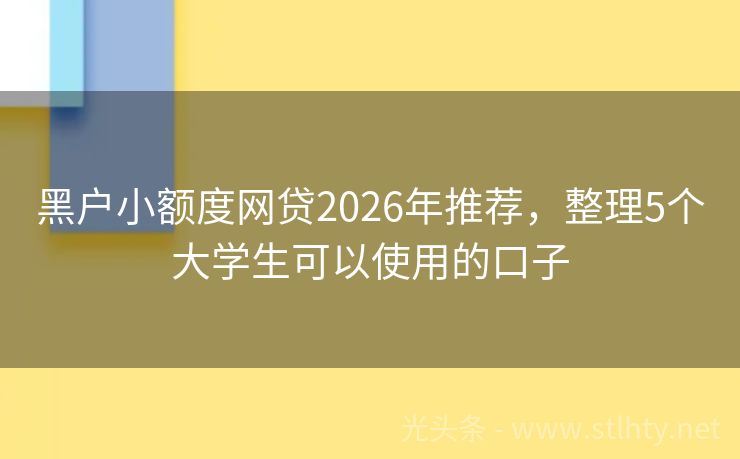 黑户小额度网贷2026年推荐,整理5个大学生可以使用的口子