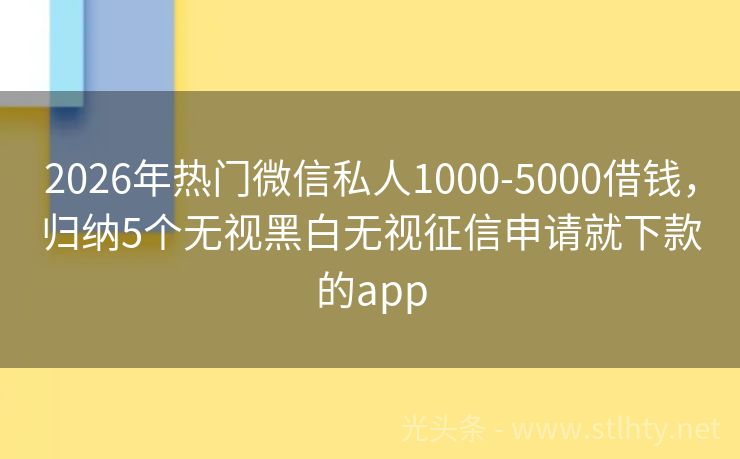 2026年热门微信私人1000-5000借钱,归纳5个无视黑白无视征信申请就下款的app