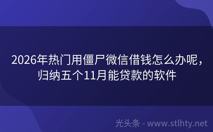 2026年热门用僵尸微信借钱怎么办呢,归纳五个11月能贷款的软件