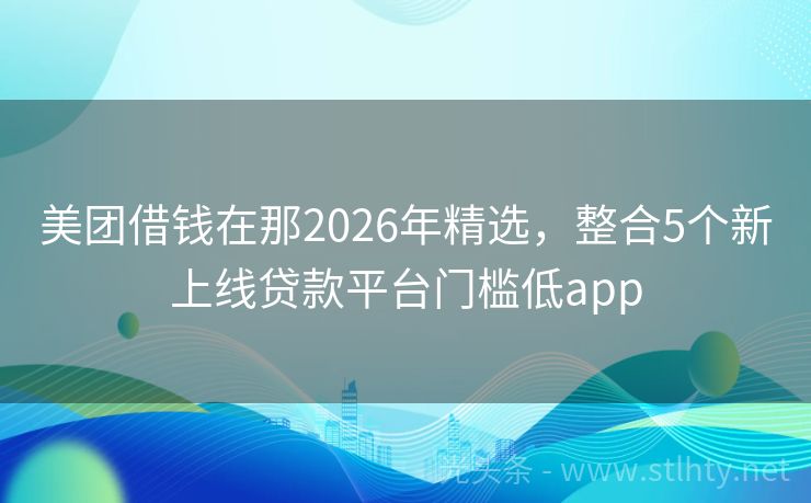 美团借钱在那2026年精选,整合5个新上线贷款平台门槛低app