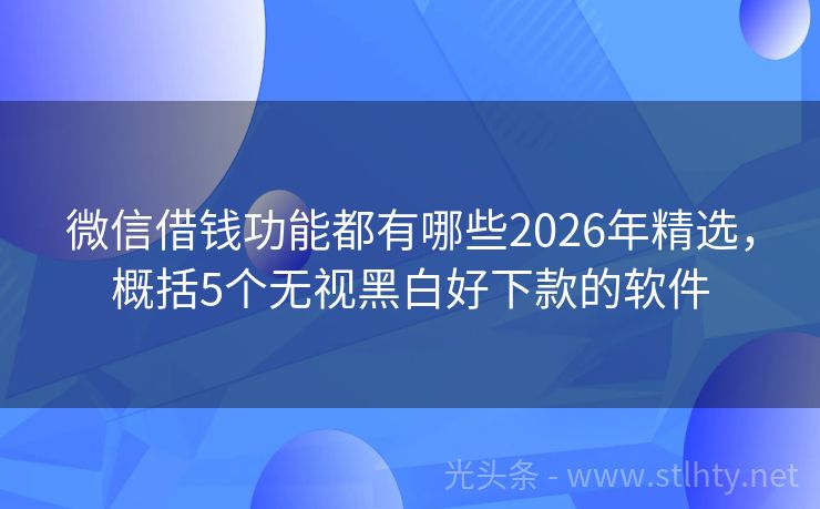微信借钱功能都有哪些2026年精选,概括5个无视黑白好下款的软件