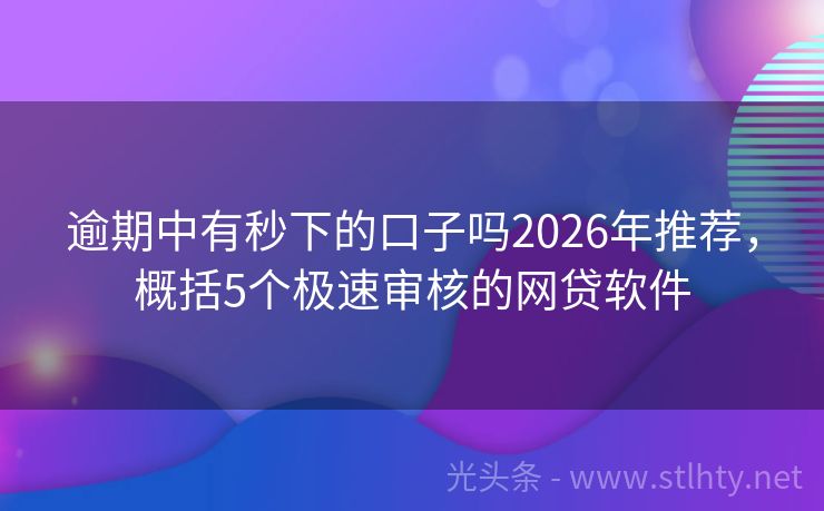 逾期中有秒下的口子吗2026年推荐,概括5个极速审核的网贷软件