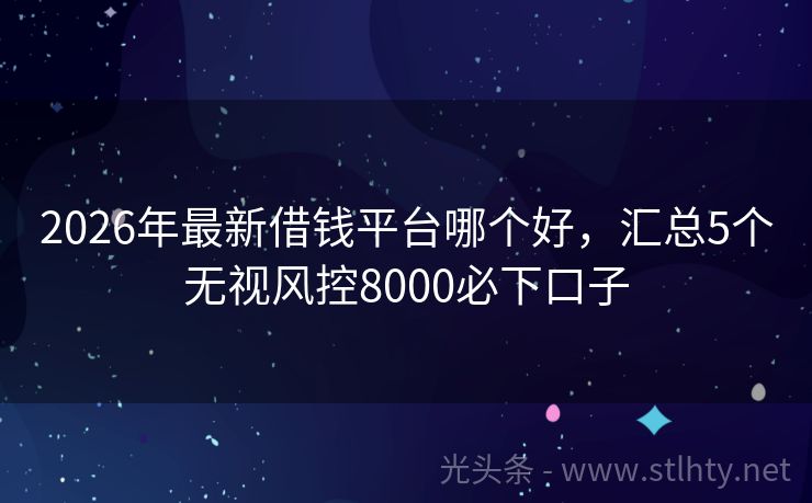 2026年最新借钱平台哪个好,汇总5个无视风控8000必下口子