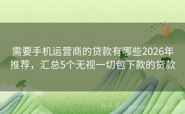 需要手机运营商的贷款有哪些2026年推荐,汇总5个无视一切包下款的贷款