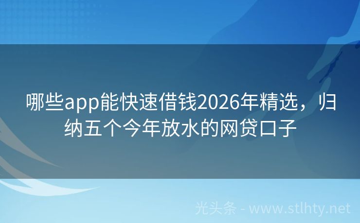 哪些app能快速借钱2026年精选,归纳五个今年放水的网贷口子